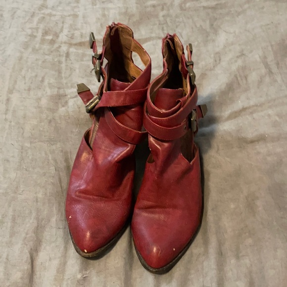 Jeffrey Campbell Strappy Red Booties - Picture 1 of 5